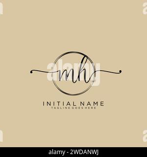 MH Initial handwriting logo with circle Stock Vector