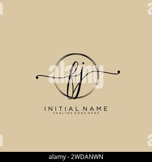FJ Initial handwriting logo with circle Stock Vector