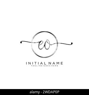 EO Initial handwriting logo with circle Stock Vector