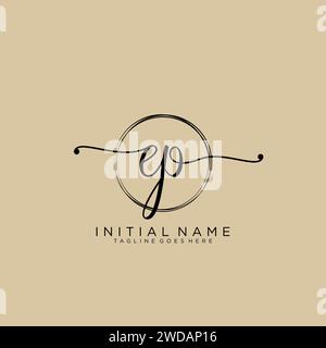 EP Initial handwriting logo with circle Stock Vector