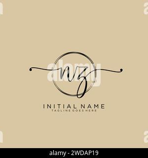 NZ Initial handwriting logo with circle Stock Vector