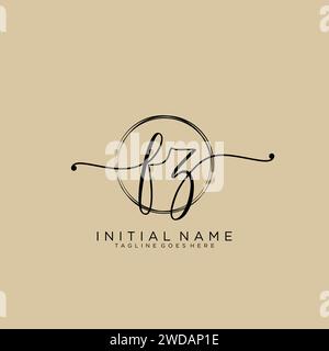 FZ Initial handwriting logo with circle Stock Vector