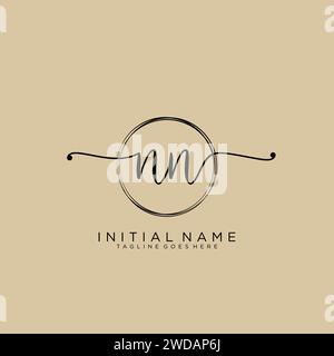 NN Initial handwriting logo with circle Stock Vector