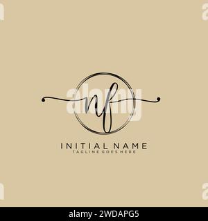 NF Initial handwriting logo with circle Stock Vector
