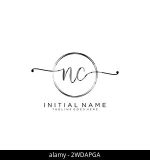 NC Initial handwriting logo with circle Stock Vector