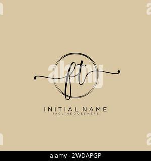 FT Initial handwriting logo with circle Stock Vector
