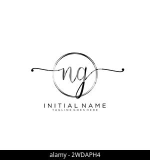 NG Initial handwriting logo with circle Stock Vector