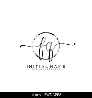 FQ Initial handwriting logo with circle Stock Vector