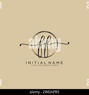 FF Initial handwriting logo with circle Stock Vector