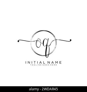 OQ Initial handwriting logo with circle Stock Vector