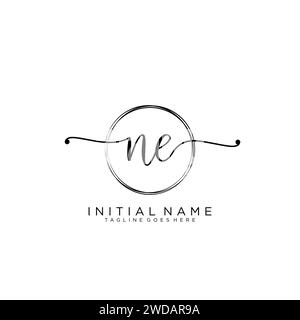 NE Initial handwriting logo with circle Stock Vector
