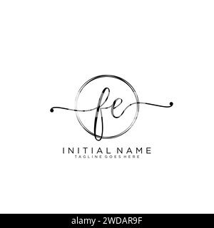 FE Initial handwriting logo with circle Stock Vector