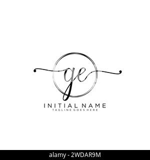 GE Initial handwriting logo with circle Stock Vector