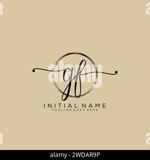 GF Initial handwriting logo with circle Stock Vector