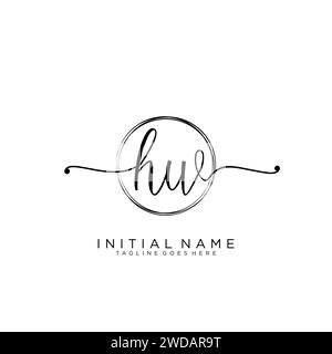 HW Initial handwriting logo with circle Stock Vector