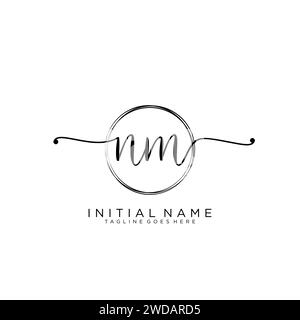 NM Initial handwriting logo with circle Stock Vector