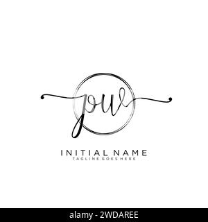 PW Initial handwriting logo with circle Stock Vector
