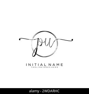 PU Initial handwriting logo with circle Stock Vector