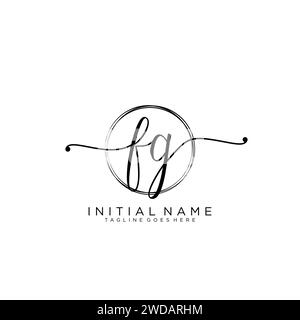 FG Initial handwriting logo with circle Stock Vector