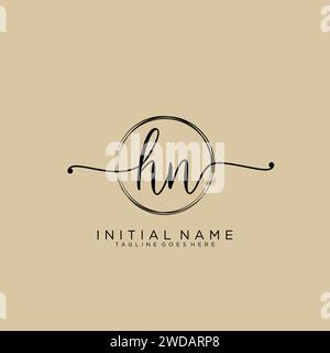 HN Initial handwriting logo with circle Stock Vector