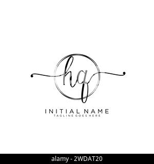HQ Initial handwriting logo with circle Stock Vector