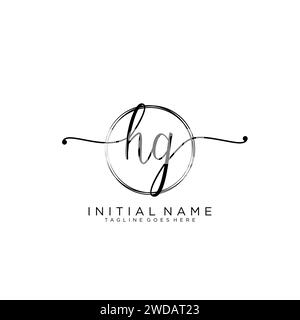 HG Initial handwriting logo with circle Stock Vector