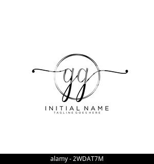 GG Initial handwriting logo with circle Stock Vector