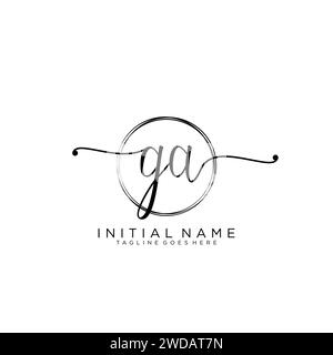 GA Initial handwriting logo with circle Stock Vector