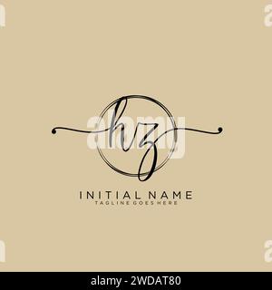 HZ Initial handwriting logo with circle Stock Vector