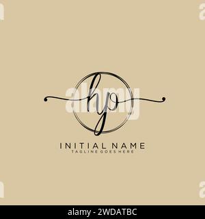 HP Initial handwriting logo with circle Stock Vector