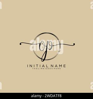 OP Initial handwriting logo with circle Stock Vector
