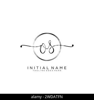 OS Initial handwriting logo with circle Stock Vector