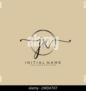 JX Initial handwriting logo with circle Stock Vector