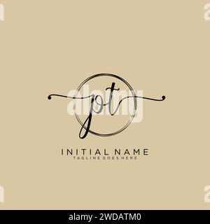 PT Initial handwriting logo with circle Stock Vector