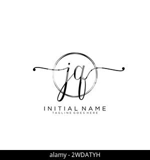 JQ Initial handwriting logo with circle Stock Vector