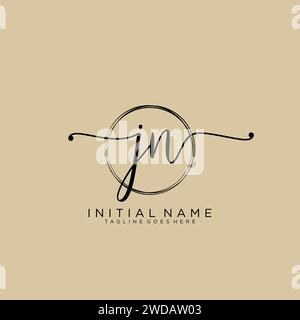 JN Initial handwriting logo with circle Stock Vector