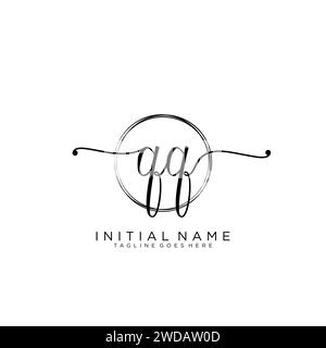 QQ Initial handwriting logo with circle Stock Vector