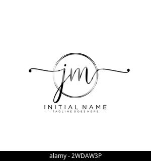 JM Initial handwriting logo with circle Stock Vector