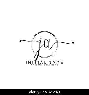 JA Initial handwriting logo with circle Stock Vector