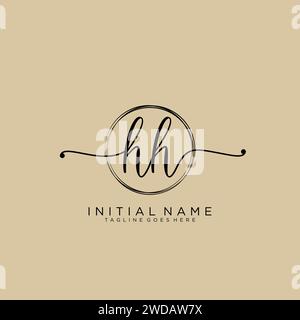 HH Initial handwriting logo with circle Stock Vector