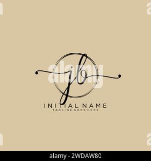 JB Initial handwriting logo with circle Stock Vector