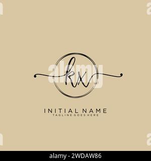KX Initial handwriting logo with circle Stock Vector