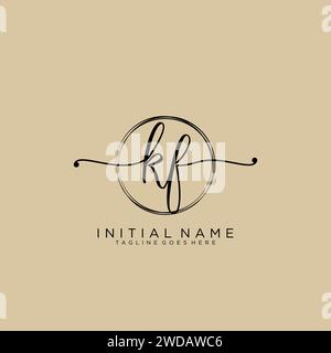 KF Initial handwriting logo with circle Stock Vector