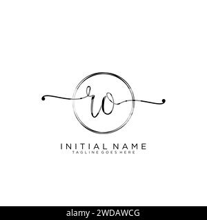 RO Initial handwriting logo with circle Stock Vector