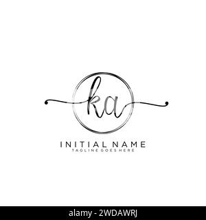 KA Initial handwriting logo with circle Stock Vector