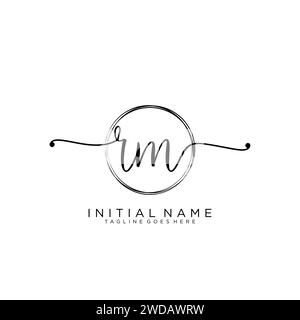 RM Initial handwriting logo with circle Stock Vector