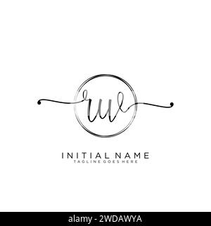 RW Initial handwriting logo with circle Stock Vector