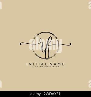 RF Initial handwriting logo with circle Stock Vector