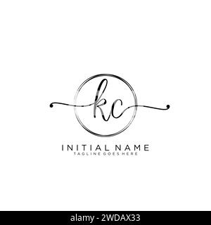 KC Initial handwriting logo with circle Stock Vector
