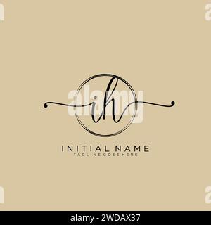 IH Initial handwriting logo with circle Stock Vector